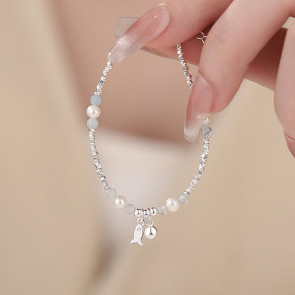 D廠【YC4849SL】S925純銀小魚珍珠手可愛清新設計感高級甜美手飾 25.01-2