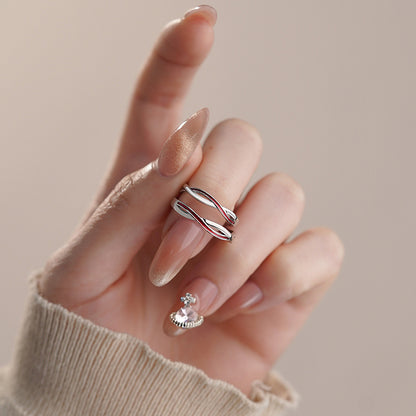 D廠【YC3106R】S999足銀紅線莫比烏斯戒指輕奢小眾開口戒簡約情侶戒指 25.02-2