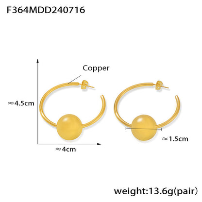 B廠【F364】跨國歐美ins風金色球圈耳環銅材質鍍金個性冷淡風設計氣質耳飾 24.07-4