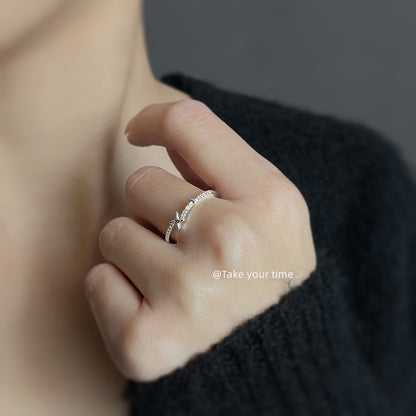 A廠【5423】微鑲鋯石芒星戒指通用碼電鍍真白金個性ins小眾設計師款指環 25.02-2