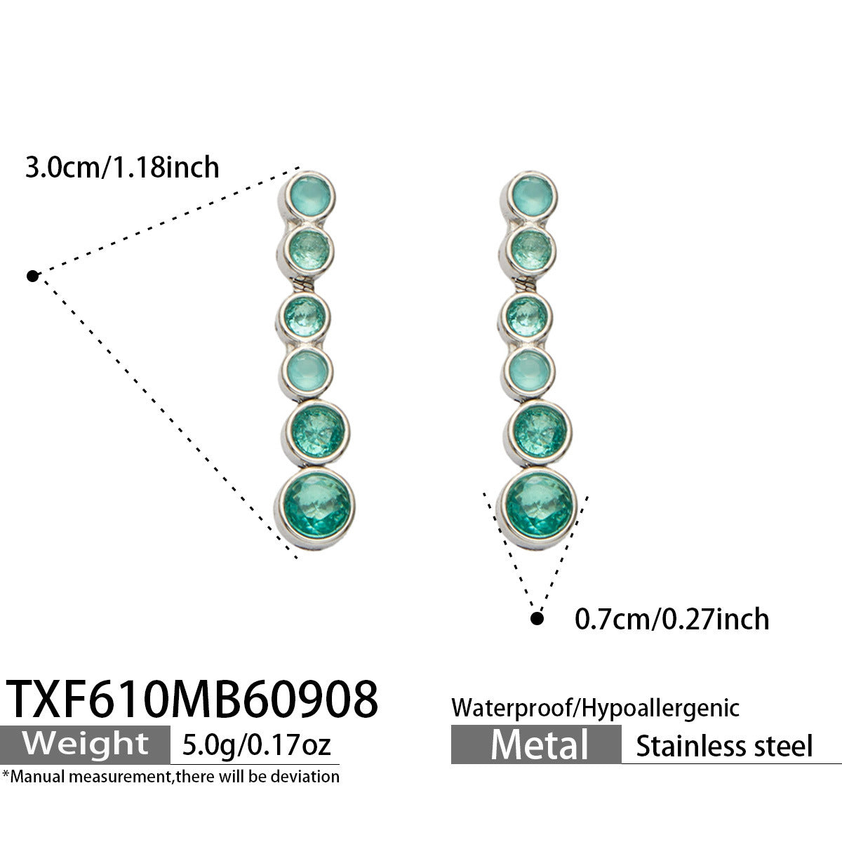 B廠【TXP610】跨境歐美不銹鋼鍍金圓形鋯石項鍊高級感簡約手鍊耳環可疊戴飾品女
 26.09-3