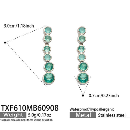 B廠【TXP610】跨境歐美不銹鋼鍍金圓形鋯石項鍊高級感簡約手鍊耳環可疊戴飾品女
 26.09-3