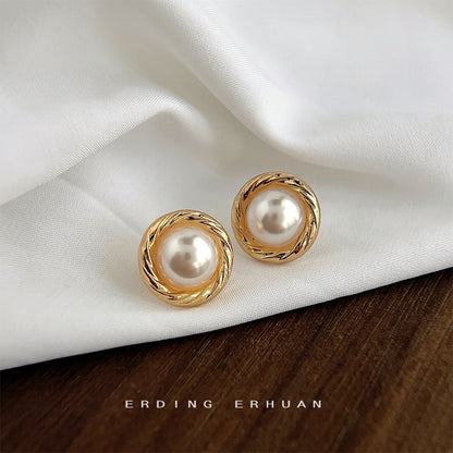 A廠【108】法式復古經典珍珠耳環優雅氣質高級感通勤百搭麻花幾何小巧耳飾品 25.08-1