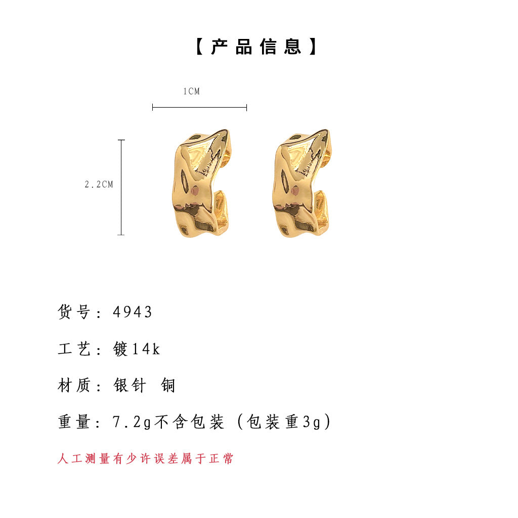 C廠【4943】韓國東大門銀針耳環鏤空幾何方塊耳圈顯臉瘦百搭圓臉秋冬耳飾2024 24.10-2