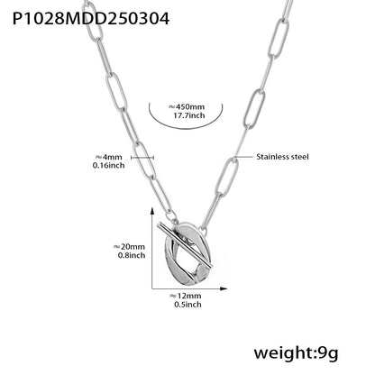 B廠【P1028】OT扣項鍊方形鋯石刀片鏈雙層疊戴時尚不鏽鋼鍍金簡約感配件 25.03-2