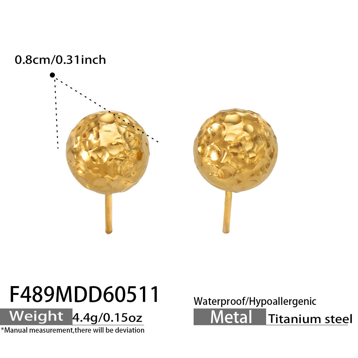 B廠【F489】marka法式不鏽鋼錫紙圓球小金球耳環小姐耳飾ins飾品鍍18k金百搭
 26.05-3
