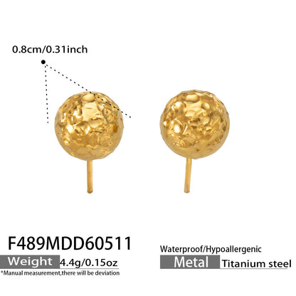 B廠【F489】marka法式不鏽鋼錫紙圓球小金球耳環小姐耳飾ins飾品鍍18k金百搭
 26.05-3