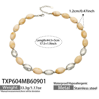 B廠【TXP604】歐美跨境多巴胺串珠不銹鋼鍍金項鍊時尚百搭甜美鎖骨鏈手鍊女套裝
 26.09-1