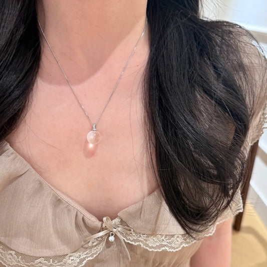 F廠【DQ0465N】S925純銀天然白水晶項鍊女氣質時尚清透圓球鎖骨鏈 25.08-2