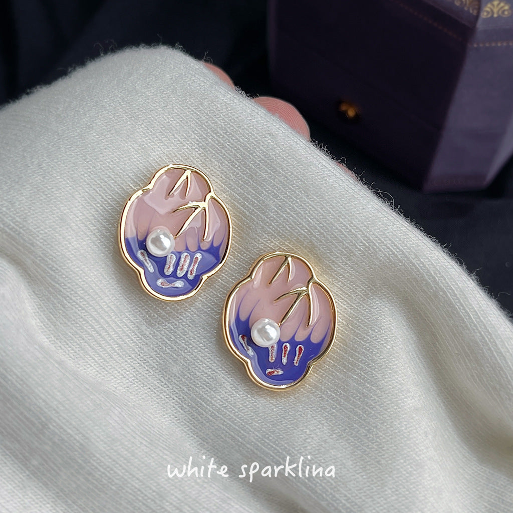 A廠【7162】國潮新中式琺瑯滴釉手工彩繪s925銀針新款時尚高級感耳環耳飾
 25.12-1