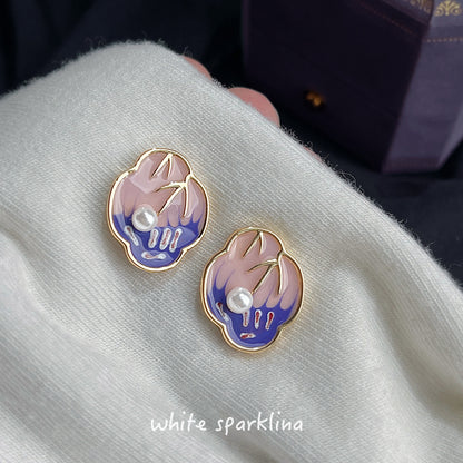 A廠【7162】國潮新中式琺瑯滴釉手工彩繪s925銀針新款時尚高級感耳環耳飾
 25.12-1