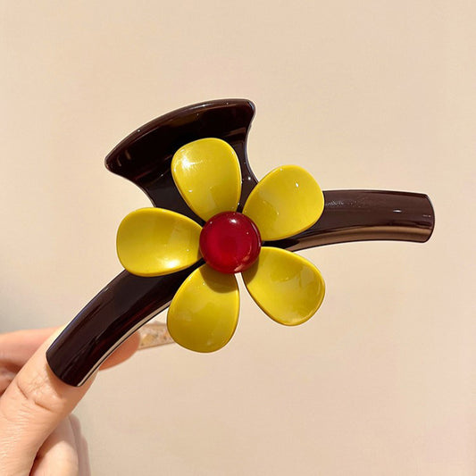 C廠【X125】氣質紅珠花朵抓夾女頭髮鯊魚夾高級感獨特盤髮夾2026新款漂亮髮飾
 26.04-3