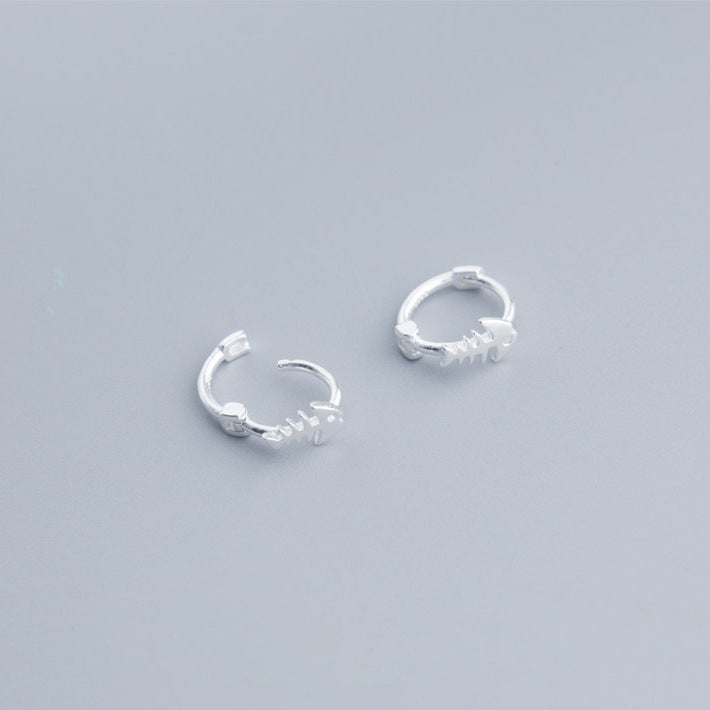 E廠【XDQ10416E】小巧氣質S925純銀魚骨耳扣女簡約冷淡風耳環幾何百搭耳飾潮
 26.06-4