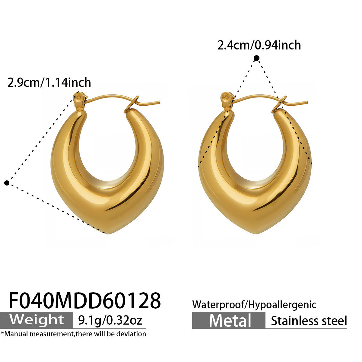B廠【F040】法式marka時尚小眾設計U型耳環不鏽鋼鍍18k真金跨境氣質百搭耳飾
 26.02-1