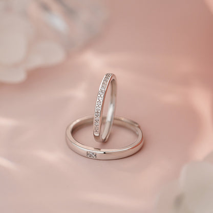 D廠【YC3833R】S999足銀高級感方形鋯石情侶對戒小眾設計戒指送女友指環 25.05-4