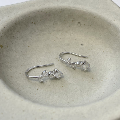 E廠【XDQ10527E】小眾高級感閃鑽鬱金香耳鉤S925純銀精緻氣質花朵耳環耳環女潮
 25.12-1