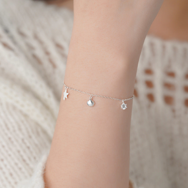 D廠【YC4223SL】足銀S999少女心海星貝殼手鍊女溫柔甜美精緻簡約可愛小眾手鍊
 26.03-2