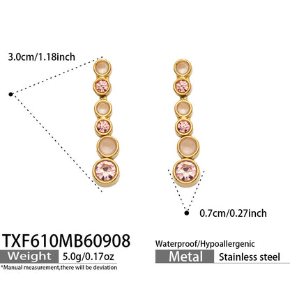 B廠【TXP610】跨境歐美不銹鋼鍍金圓形鋯石項鍊高級感簡約手鍊耳環可疊戴飾品女
 26.09-3