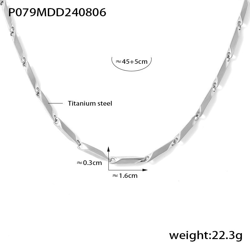 B廠【P079】歐美新款菱形雕紋冷淡風項鍊簡約時尚氣質不掉色鈦鋼鍍金個性手鍊 24.08-3