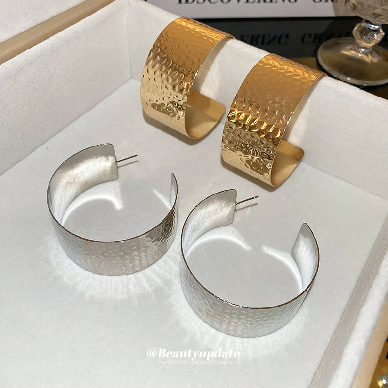 A廠【HE22430】歐美新品C形凹凸耳環跨境精緻高級感耳環冷淡風小眾時尚耳環 24.09-3