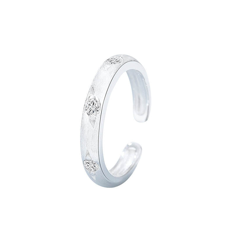 F廠【DQ8699R】S925純銀輕奢小眾八芒星霧面拉絲戒指女時尚個性素圈開口戒
 25.11-1