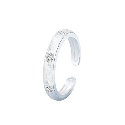 F廠【DQ8699R】S925純銀輕奢小眾八芒星霧面拉絲戒指女時尚個性素圈開口戒
 25.11-1