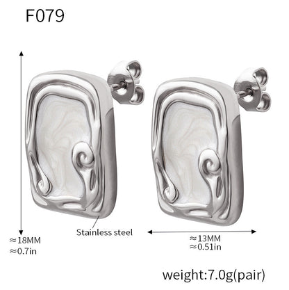 B廠【F079】法式輕奢感琺瑯彩釉耳環小眾ins跨境首飾不鏽鋼不掉色耳飾 25.03-4