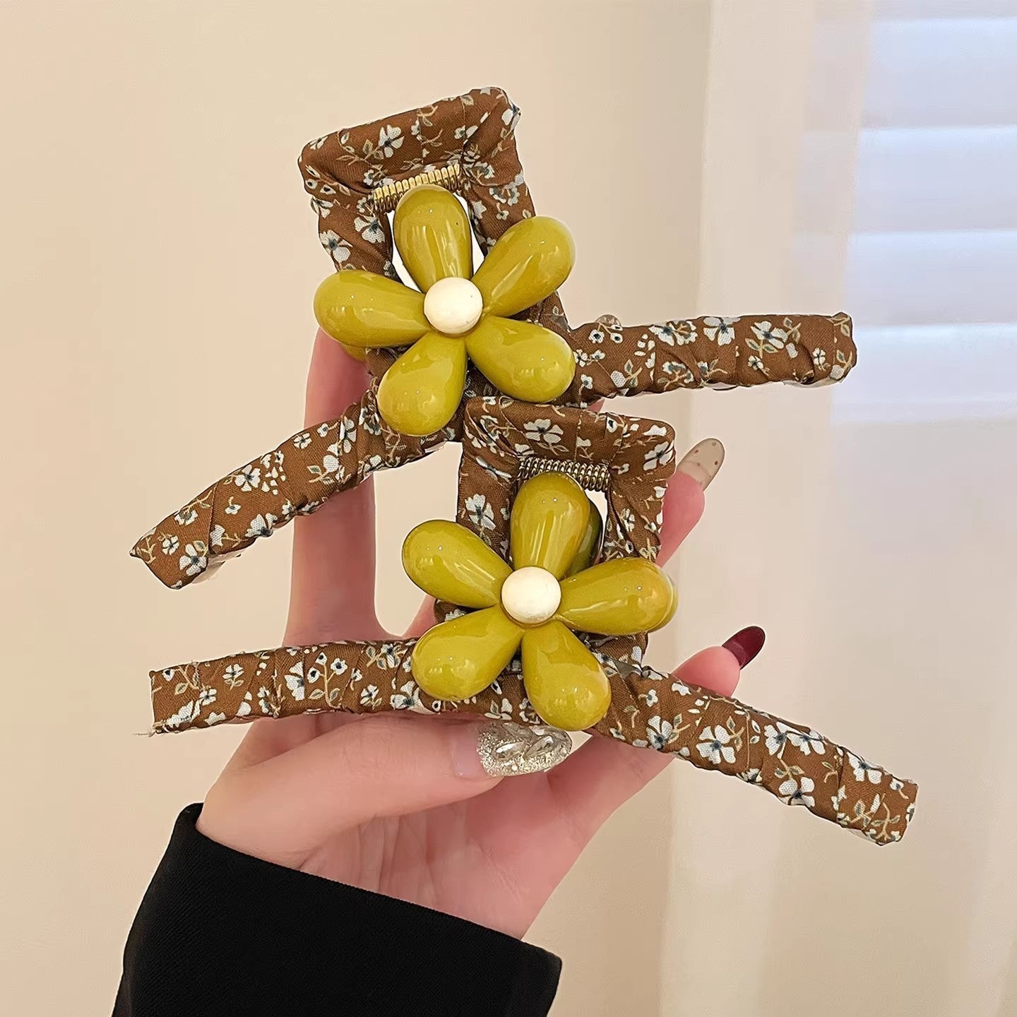 C廠【X101】森系花朵頭髮抓夾女2026新款大鯊夾高級感髮夾獨特漂亮髮飾春
 26.04-3