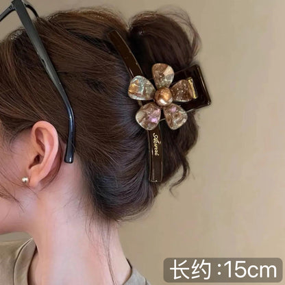 C廠【X478】醋酸暈染花朵抓夾女高級感2026新款夏季鯊魚夾大號髮夾後腦勺頭飾
 26.06-3