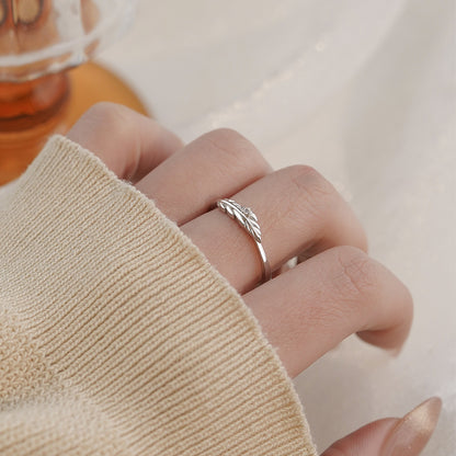 D廠【YC3138R】S925純銀羽毛鑲鑽戒指獨特氣質文藝簡約清新開口戒手飾 25.02-4