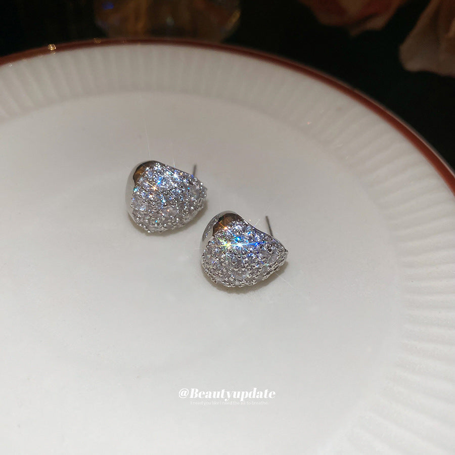 A廠【HE25981】925銀針鋯石水滴豆豆耳環女小眾精緻時尚設計耳環輕奢高級感耳飾 25.04-3
