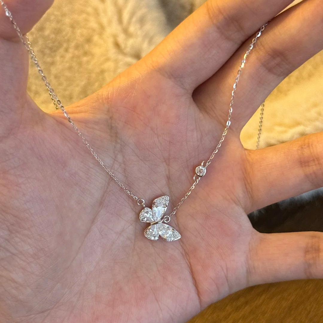 F廠【XDQ0748N】S925純銀輕奢小眾自然夢境蝴蝶項鍊女甜美精緻鋯石氣質鎖骨鏈
 25.11-2