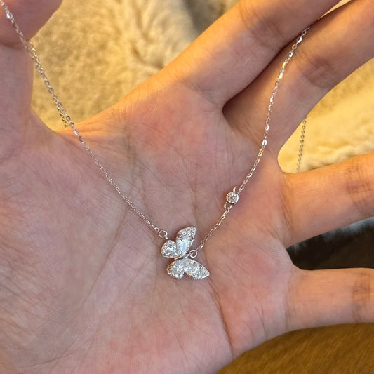 F廠【XDQ0748N】S925純銀輕奢小眾自然夢境蝴蝶項鍊女甜美精緻鋯石氣質鎖骨鏈
 25.11-2