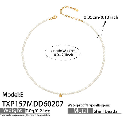B廠【TXP157】法式時尚精緻女款貝珠串珠項鍊手鍊不鏽鋼小鋼珠個性設計飾品套裝
 26.03-2