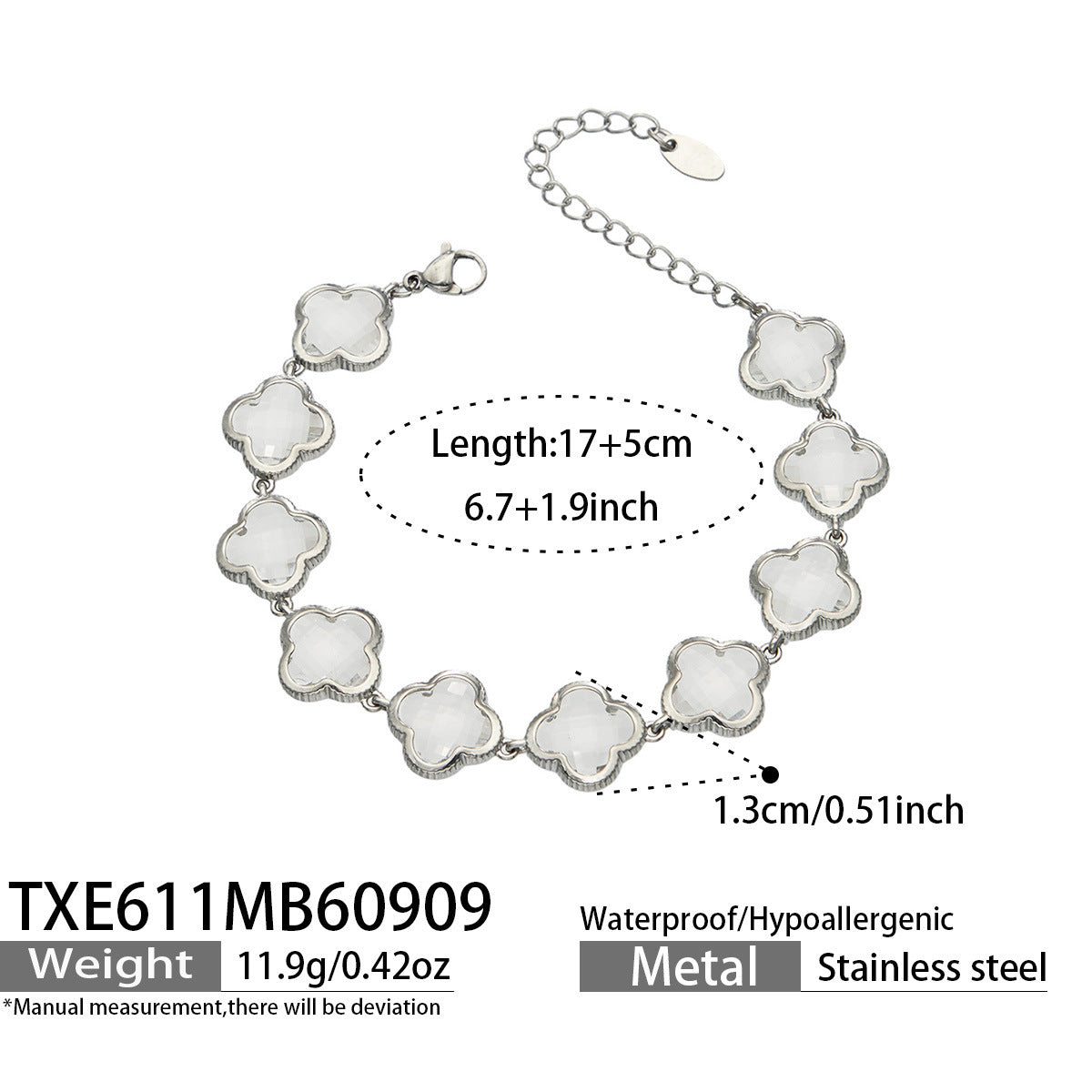 B廠【TXP611】謎麗港風顯貴四葉花不鏽鋼鍍金紅玻璃簡約小眾項鍊手鍊耳飾飾品女
 26.09-3