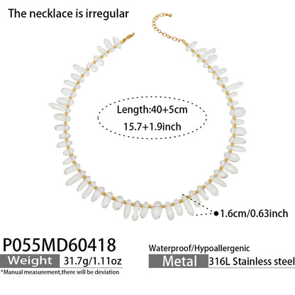 B廠【P055】歐美新款飾品黑白色手工串珠不規則天然石項鍊組合小眾輕奢鎖骨鏈
 26.04-4