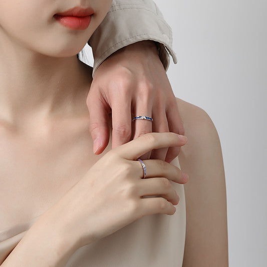 E廠【DQ9002R】原始星月萌馬情侶戒指S925純銀小眾設計琺瑯本命年生肖馬對戒
 25.12-1