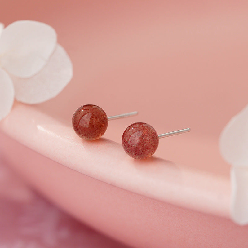 E廠【YC1148S】S999足銀草莓晶耳環簡約款甜美甜心溫柔氣質韓風幾何耳飾
 25.10-4