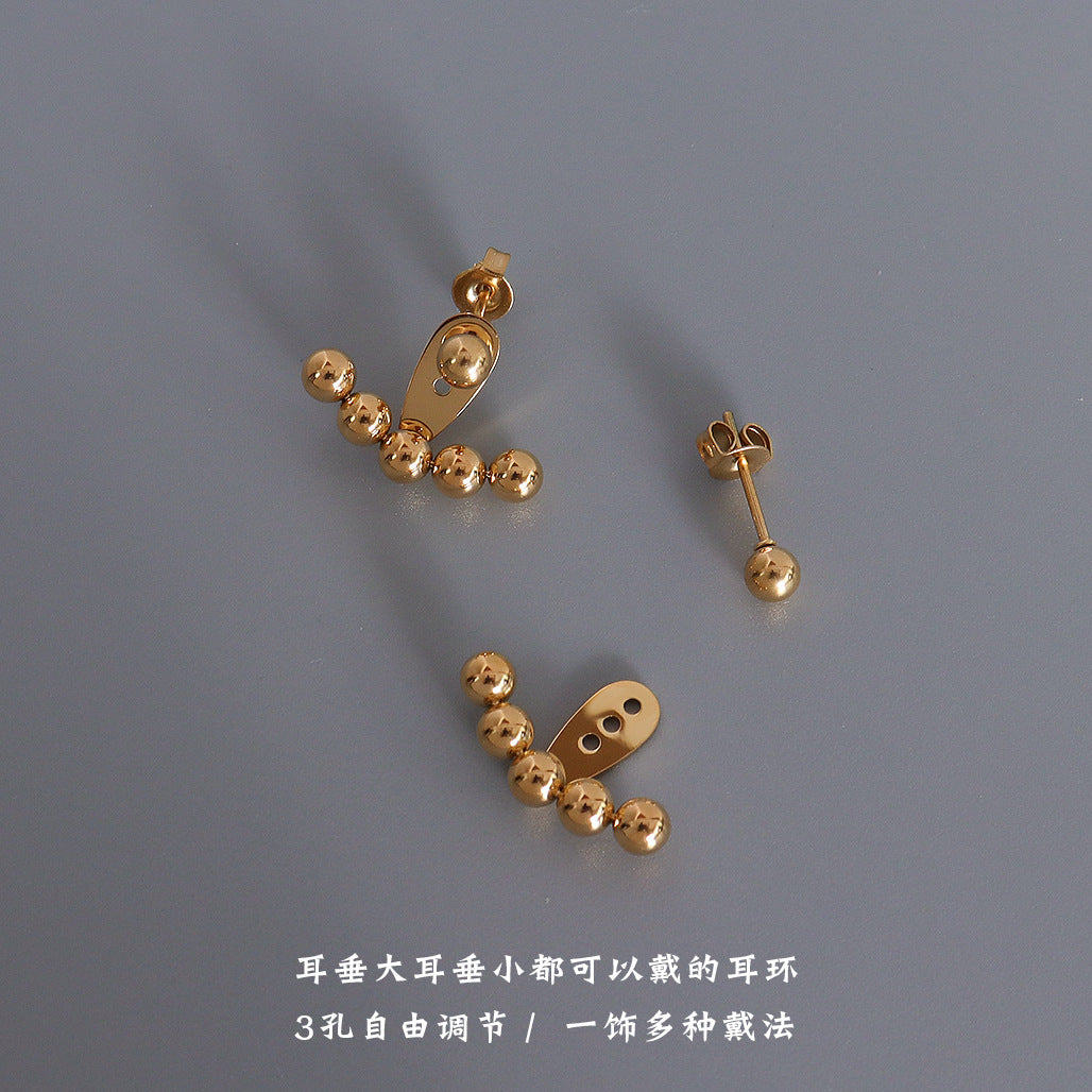 B廠【F442】ins風鋼珠耳環圓臉顯瘦耳飾新品鈦鋼耳飾 24.01-3