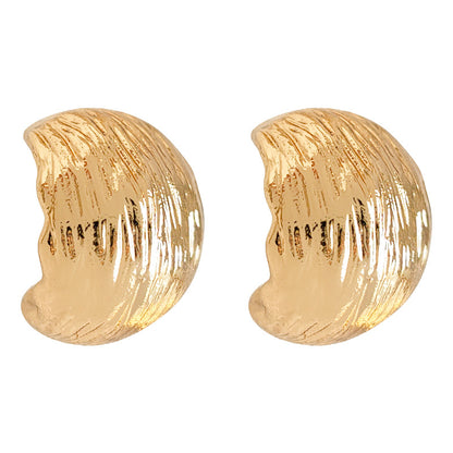 A廠【3275】高級感冷淡風鍍14K金屬感C型耳環弧形半彎耳環設計感耳飾飾品 25.06-3