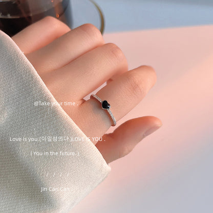 A廠【918】法式高級感~微鑲鋯石鍍14K均碼戒指 ins簡約滴油愛心食指戒 尾戒 25.06-4