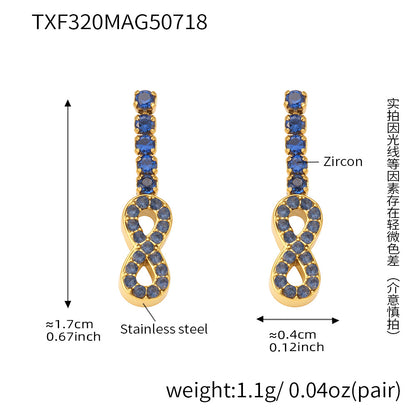 B廠【TXP320】不鏽鋼5A鋯石2mm迷你爪鑽鏈8字耳環手鍊項鍊首飾組不掉色 25.08-2