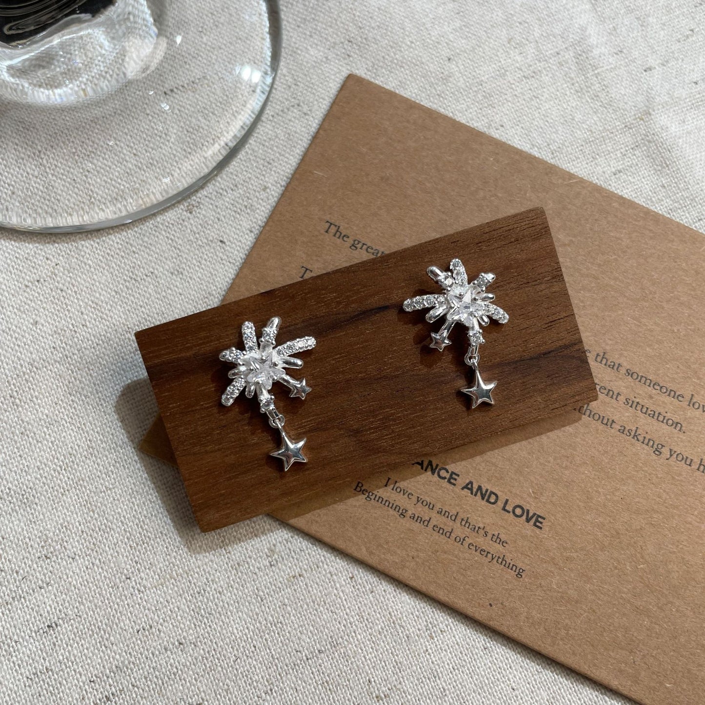 F廠【DQ10600E】S925純銀精緻韓系璀璨煙火耳環女小眾甜美星星流蘇氣質耳飾潮
 25.09-1