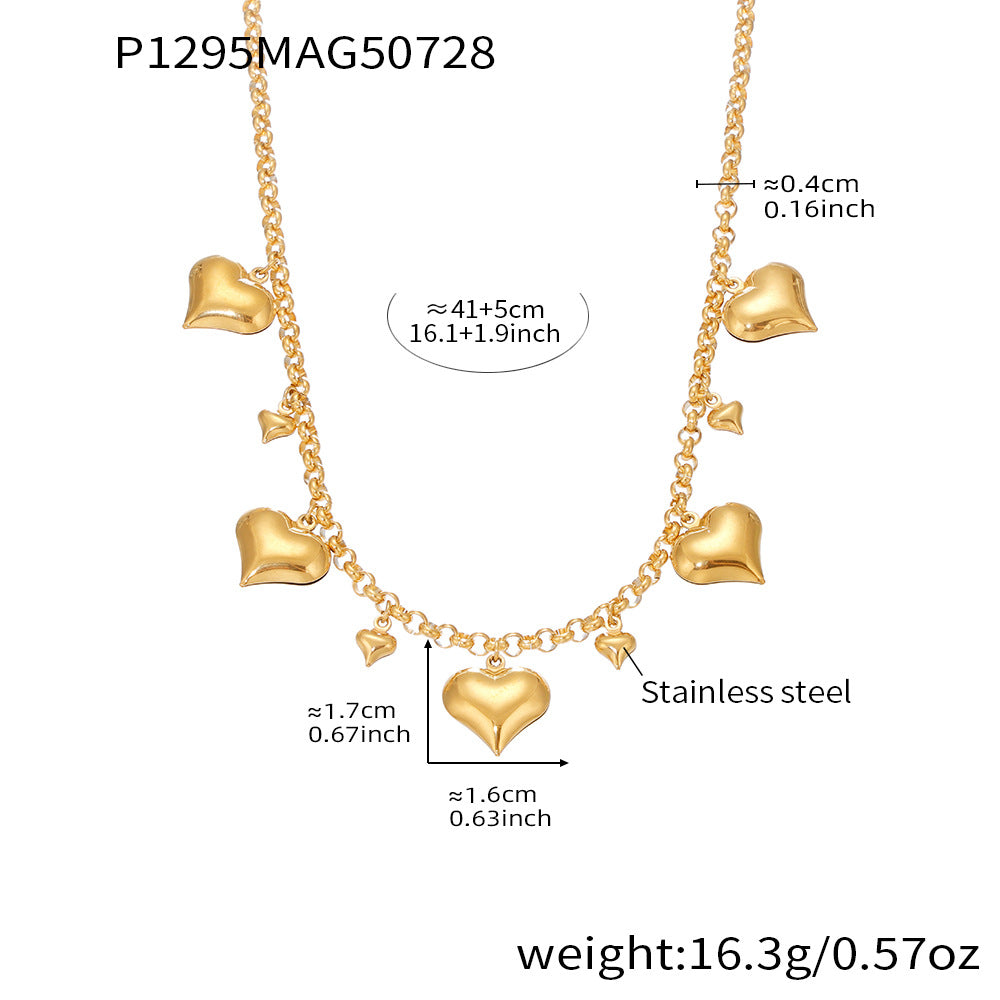 B廠【P1295】超閃5A鋯石字母愛心項鍊跨國時尚新款飾品不鏽鋼材質不掉色 25.08-1