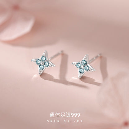 D廠【YC7085E】足銀S999四芒星耳釘
 26.10-1