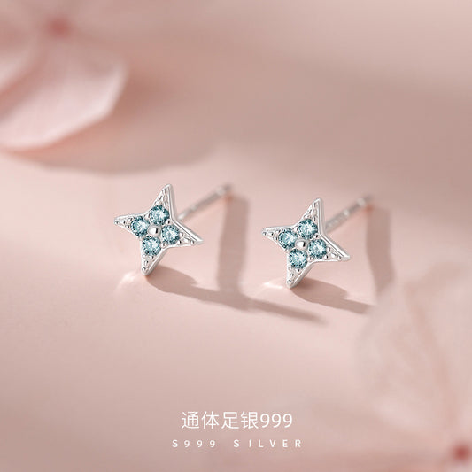 D廠【YC7085E】足銀S999四芒星耳釘
 26.10-1