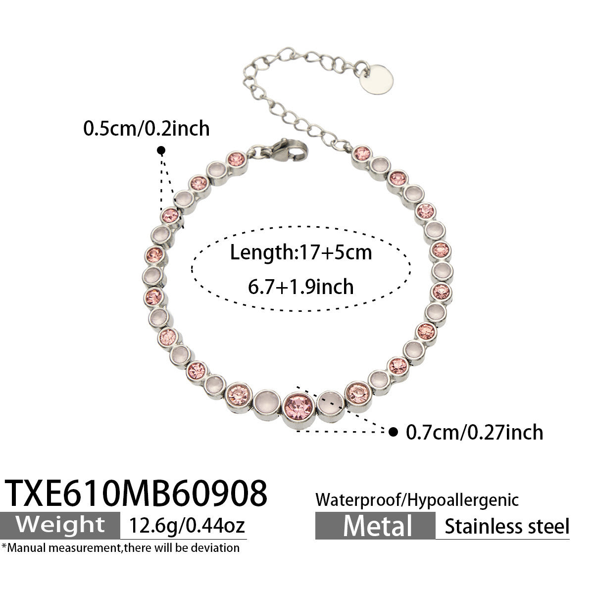 B廠【TXP610】跨境歐美不銹鋼鍍金圓形鋯石項鍊高級感簡約手鍊耳環可疊戴飾品女
 26.09-3