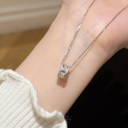 E廠【XDQ0694N】S925純銀小眾高級感鏤空小蠻腰項鍊女精緻時尚鑲鑽鎖骨鏈
 26.01-1