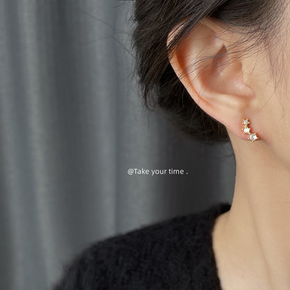 A廠【5446】跨境熱銷微鑲鋯石925銀針鍍14K簡約小巧通勤耳飾供應鏈耳環女 25.01-2