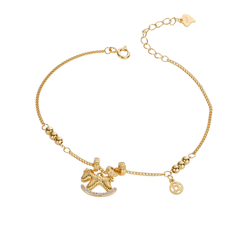 E廠【XDQ0028S】925純銀馬上有錢木馬手鍊中古風搖搖馬本命年生肖馬手飾
 25.12-2